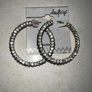 Daytrip Silver Beaded Hoop Earrings